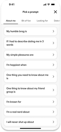 Bumble prompts screen
